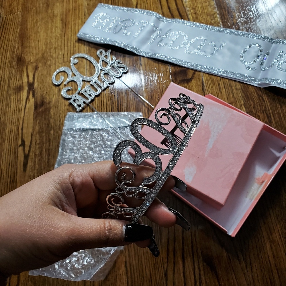 30s birthday tiara Sash and cake topper